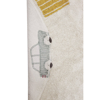 Eco-City Wheels Washable Round Area Rug - Rugs by Roo
