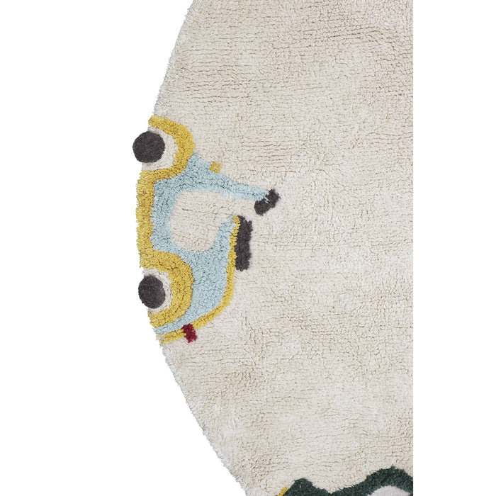Eco-City Wheels Washable Round Area Rug - Rugs by Roo