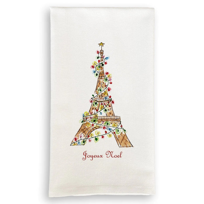 Eiffel Tower with Christmas Lights Dish Towel
