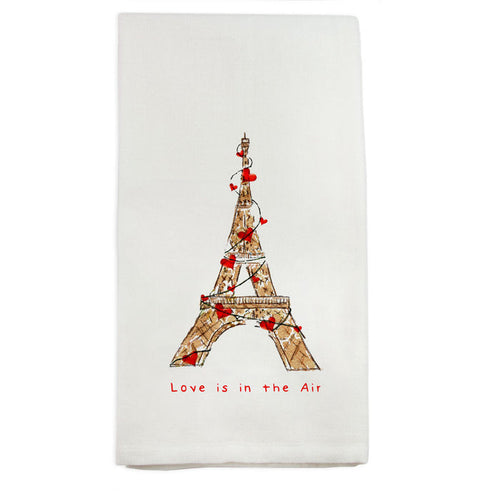 Eiffel with Hearts Dish Towel