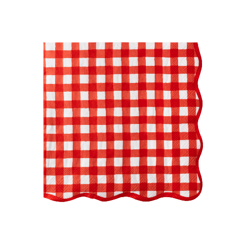 Bonjour Fête ELEGANT CHERRY RED GINGHAM DINNER NAPKINS