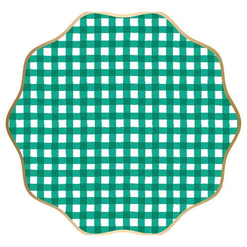 Bonjour Fête ELEGANT EMERALD GREEN GINGHAM DINNER PLATES