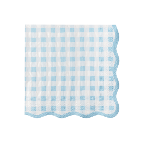 Bonjour Fête ELEGANT SKY BLUE GINGHAM DINNER NAPKINS