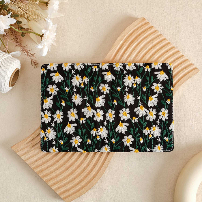 Embroidered Daisy Kindle Case - Black