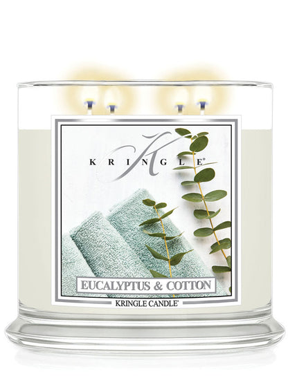 Eucalyptus and cotton scented 4-wick candle
