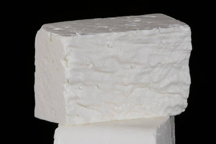 Feta cheese from Pure Luck Dairy, Dripping Springs, TX, fresh pasteurized goat milk.