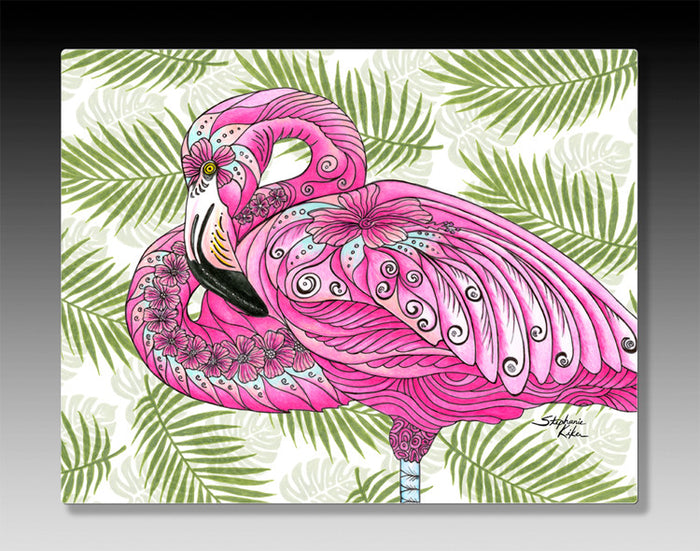 Flamingo Flowers Aluminum Wall Art
