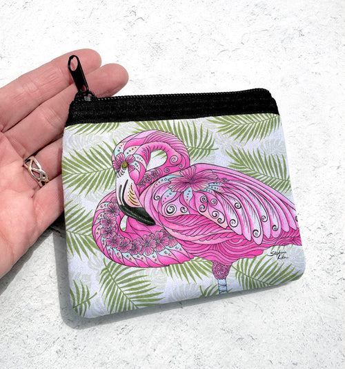 Flamingo Flowers Coin Bag
