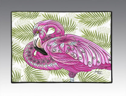 Flamingo Flowers Door Mat