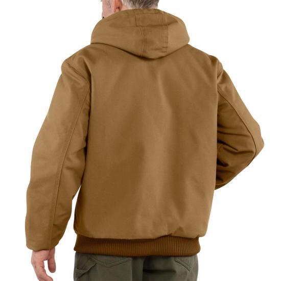 Carhartt black duck active jacket, additional view of the hood and pockets