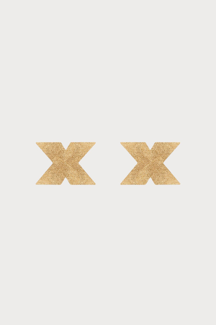 Bijoux Indiscrets Flash Glitter Cross Pasties Gold