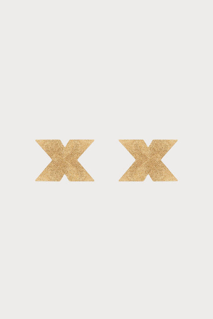 Bijoux Indiscrets Flash Glitter Cross Pasties Gold