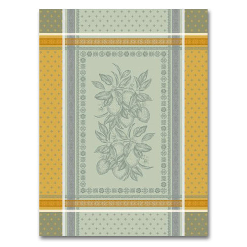 Cedrat Green & Yellow French Cotton Jacquard Dish Towel by Tissus Toselli