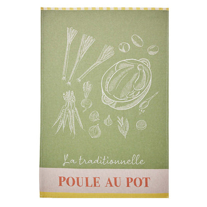 French kitchen towel - Jacquard cotton - Reversible - Chicken in a pot | Coucke