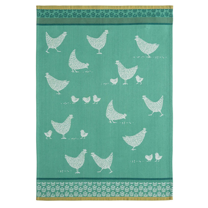 Chicks (Poulettes) French Jacquard Cotton Dish Towel by Coucke