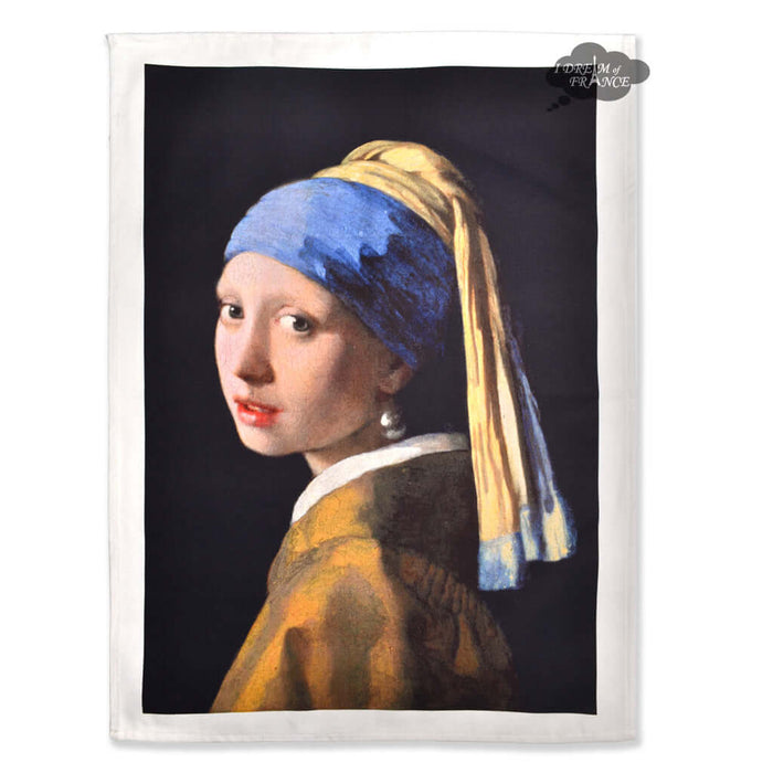French kitchen towel - Printed cotton - Girl with a Pearl Earring by Vermeer | L.R. Creations