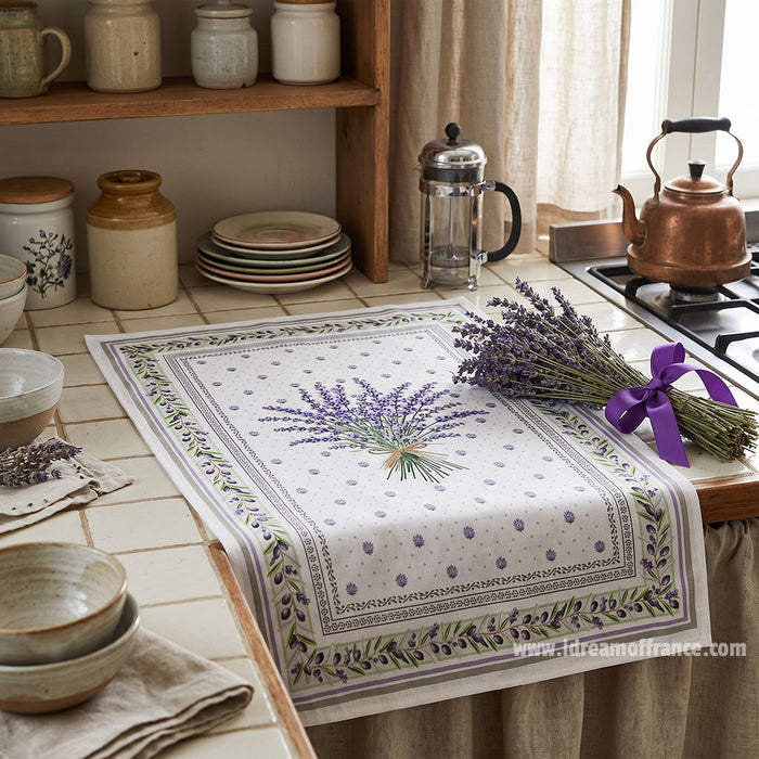 French kitchen towel - Printed cotton - Lauris natural | Tissus Toselli