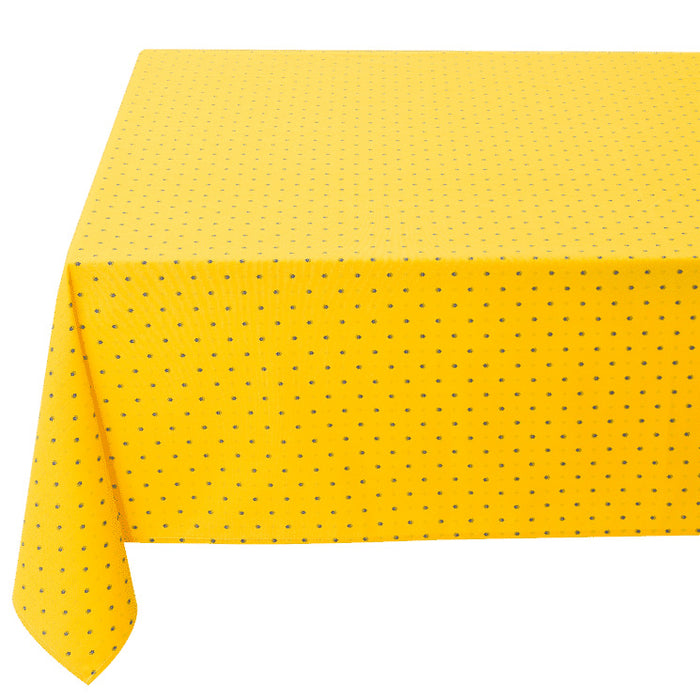 60x96" Rectangular Calisson Yellow & Blue Acrylic-Coated Cotton Tablecloth by Tissus Toselli
