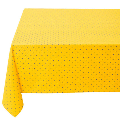 60x96" Rectangular Calisson Yellow & Blue Acrylic-Coated Cotton Tablecloth by Tissus Toselli