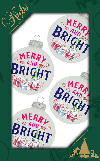 Frost 2 5/8" Ball with Merry and Bright (4)