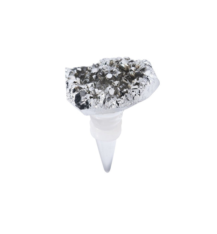 Gem Druzy Stone Bottle Stopper in Silver