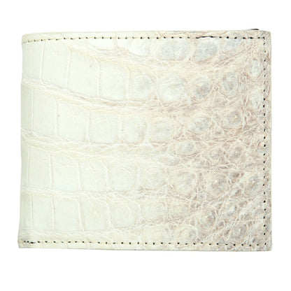 Front view of Genuine White Crocodile Wallet showcasing unique scale patterns.