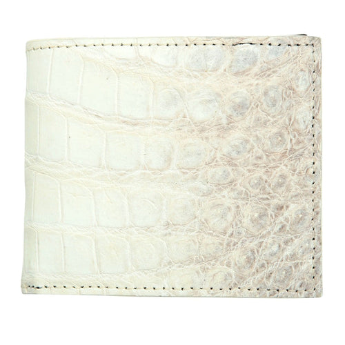 Front view of Genuine White Crocodile Wallet showcasing unique scale patterns.