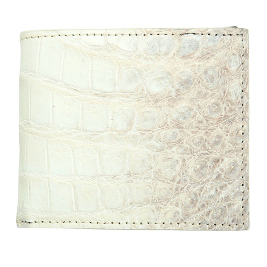 Front view of Genuine White Crocodile Wallet showcasing unique scale patterns.
