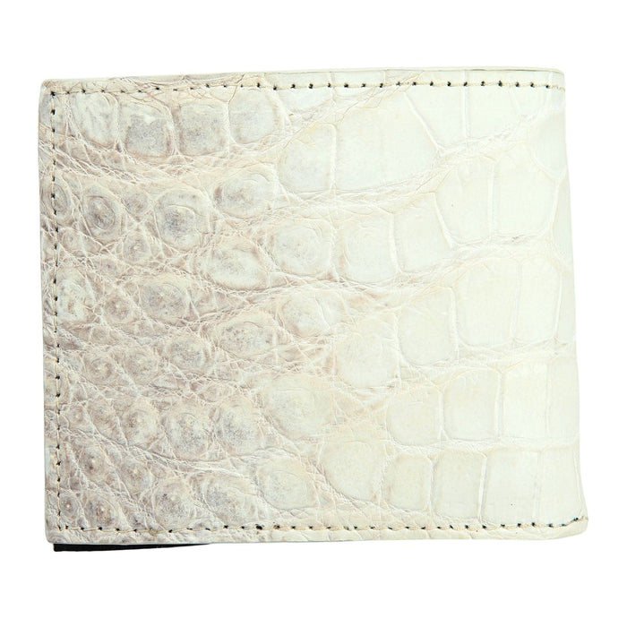 Back view of White Crocodile Leather Wallet highlighting seamless design.
