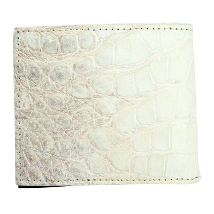 Back view of White Crocodile Leather Wallet highlighting seamless design.