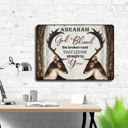 God Blessed The Broken Road - Personalized Custom Metal Sign for Home Wall Decor