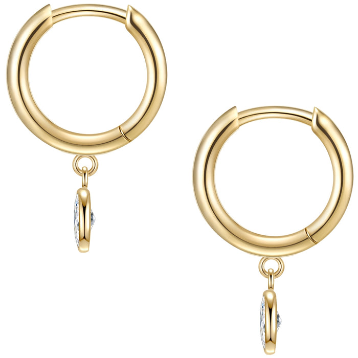 Goldene Creolen mit Zirkonia Anhänger