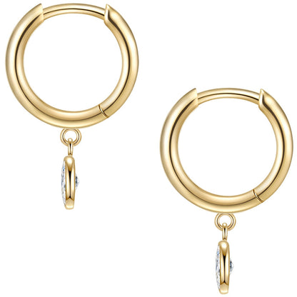 Goldene Creolen mit Zirkonia Anhänger