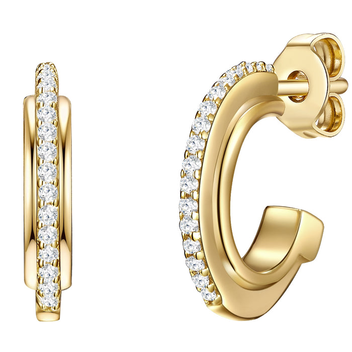 Goldene Creolen mit Zirkonia-Steinen