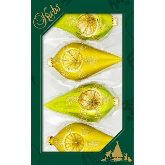 Green Glaze Shine / Velvet 4" Drop Shapes with Gold Reflectors (4)"
