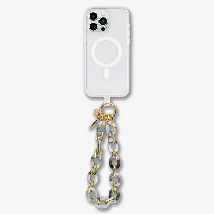 Grey Marble Chain Phone Wristlet