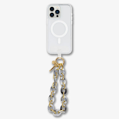 Grey Marble Chain Phone Wristlet