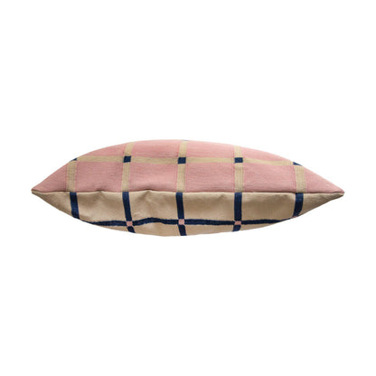 Rugs by Roo | Leah Singh Grid Pillow - Reversible - Navy + Pink-H18GRI05