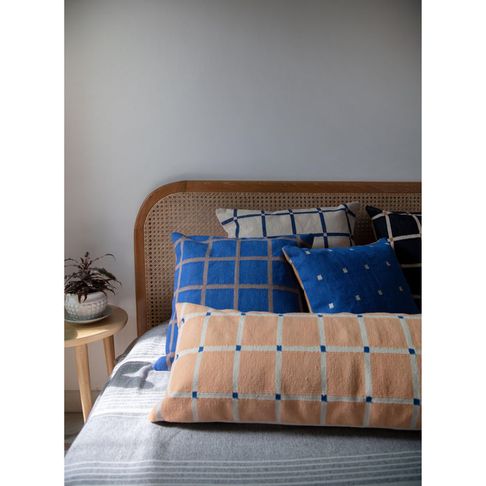 Rugs by Roo | Leah Singh Grid Pillow - Reversible - Navy + Pink-H18GRI05