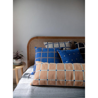 Rugs by Roo | Leah Singh Grid Pillow - Reversible - Navy + Pink-H18GRI05