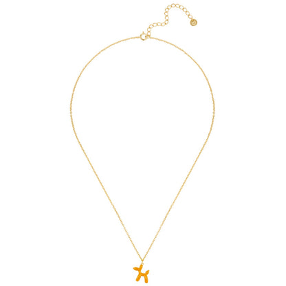 Halskette BALLON-HUND gold Emaille orange