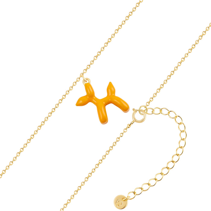 Halskette BALLON-HUND gold Emaille orange
