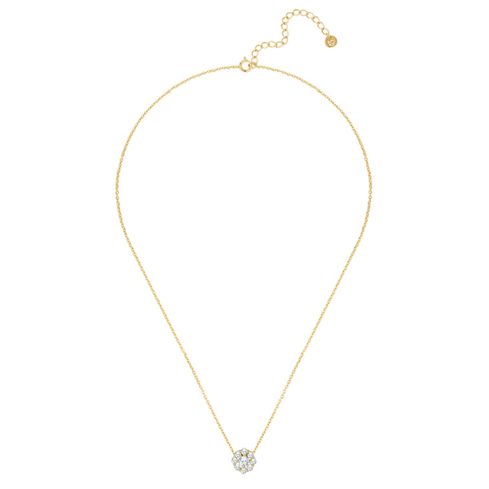 Halskette mit BLÜTEN-Anhänger mit Zirkonia gelbgold