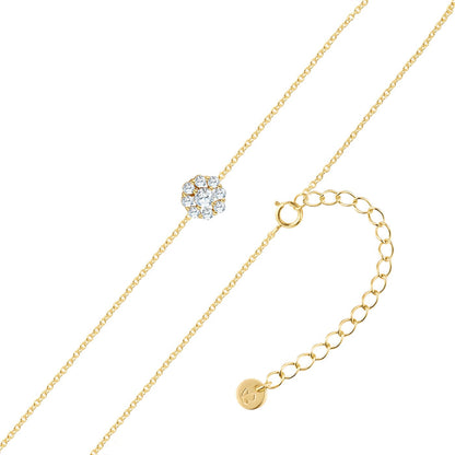Halskette mit BLÜTEN-Anhänger mit Zirkonia gelbgold