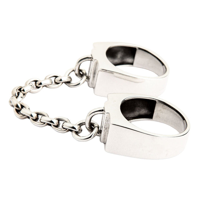 A side profile of the industrial chain ring, highlighting its minimalist and solid construction.