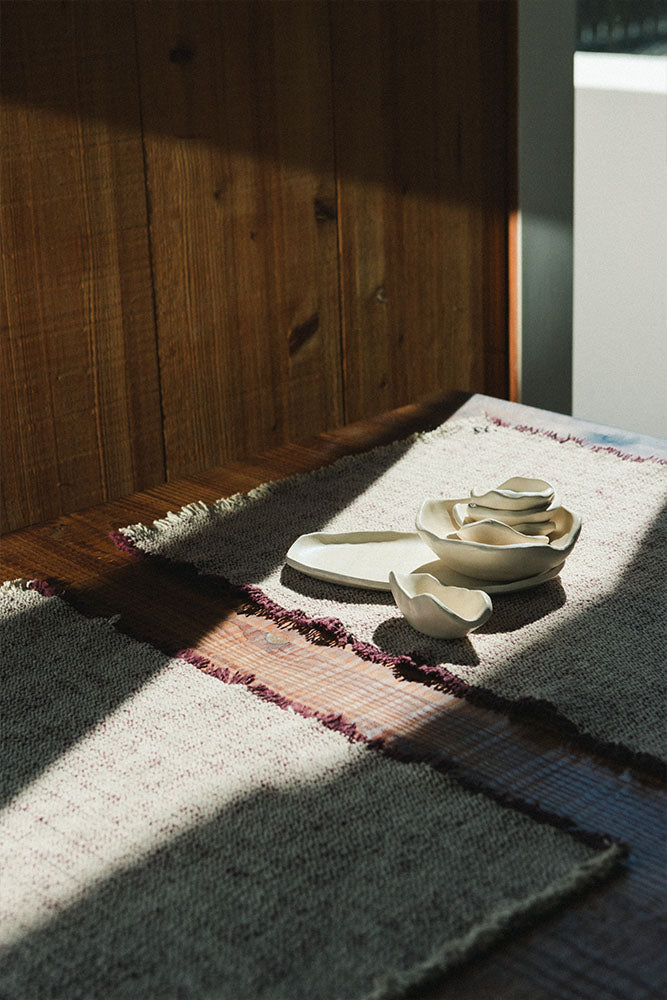 Handloom Placemat Natural and Marsala, Set of 4 - Rugs by Roo