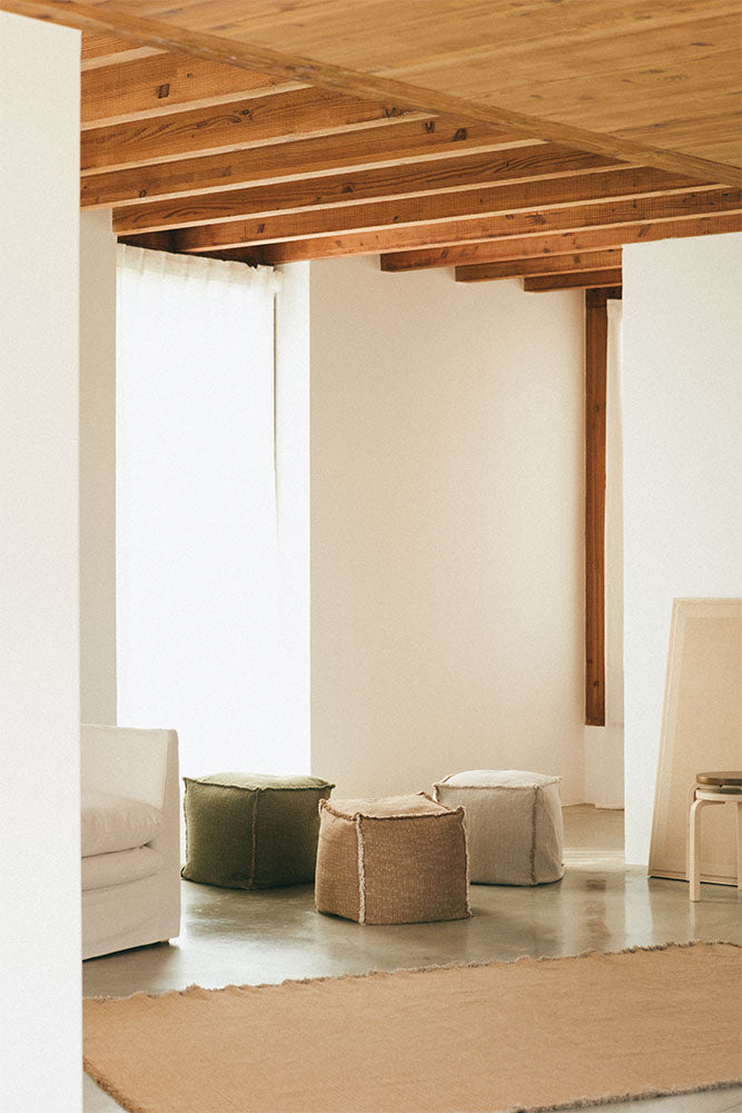 Handloom Pouf Natural - Rugs by Roo