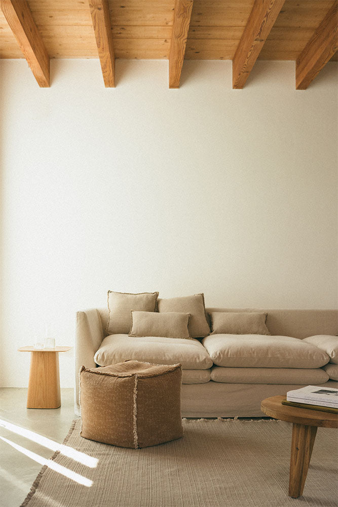 Handloom Pouf Ochre - Rugs by Roo