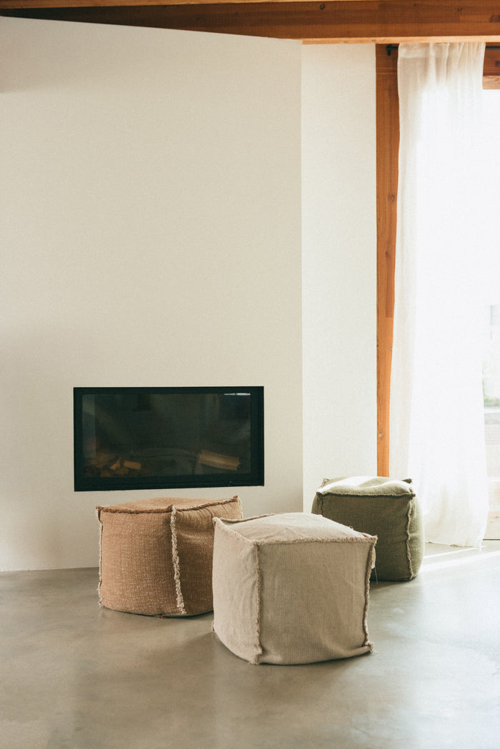 Handloom Pouf Ochre - Rugs by Roo