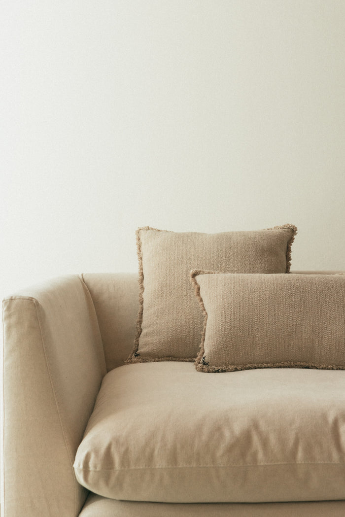 Handloom Square Cushion Beige - Rugs by Roo